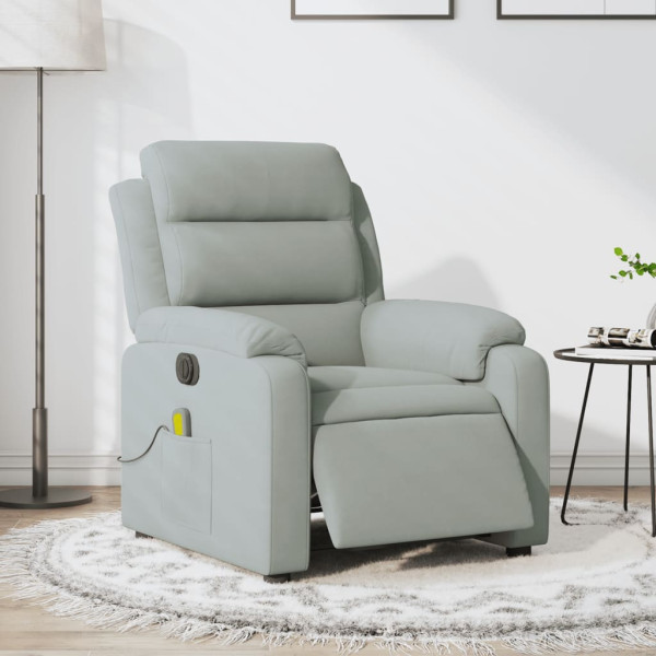 Sillón reclinable de masaje eléctrico terciopelo gris claro D