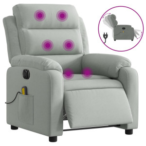 Sillón reclinable de masaje eléctrico terciopelo gris claro H