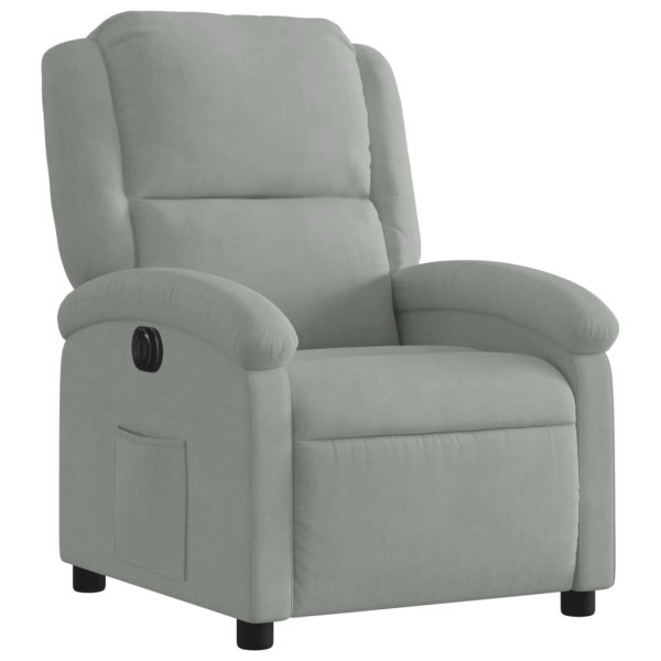 Sillón reclinable eléctrico de terciopelo gris claro M 3