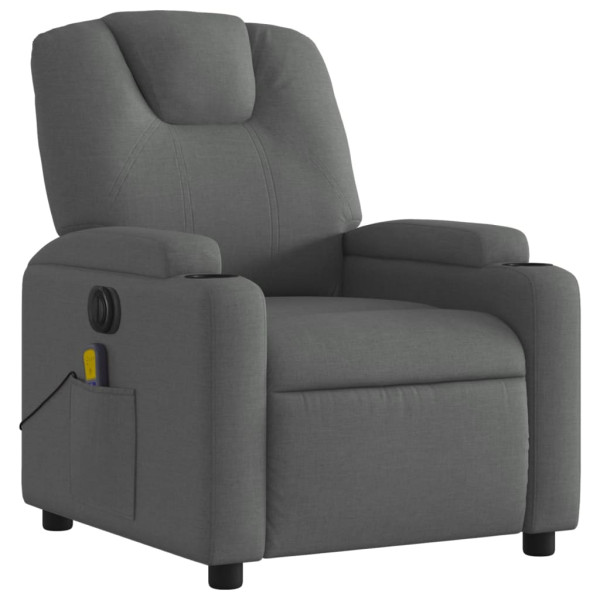 Sillón reclinable de masaje eléctrico tela gris oscuro M 3