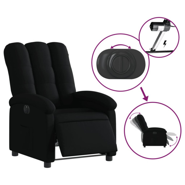 Sillón reclinable eléctrico de tela negro M 5