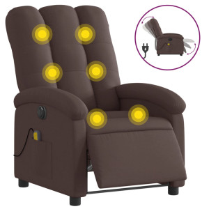 Sillón reclinable de masaje eléctrico tela marrón oscuro H