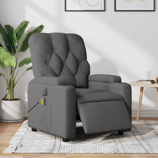 Sillón reclinable de masaje eléctrico tela gris oscuro D