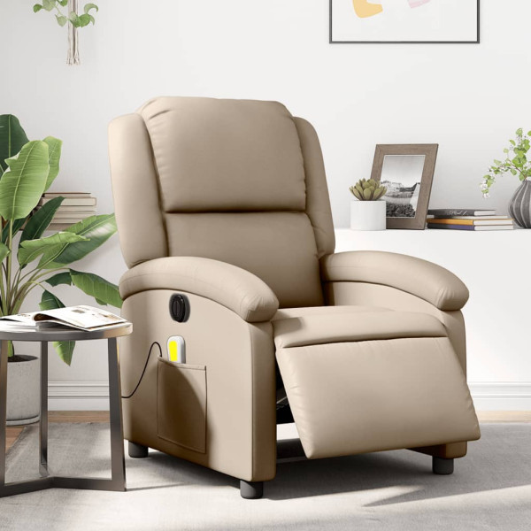 Sillón reclinable de masaje eléctrico cuero sintético capuchino D