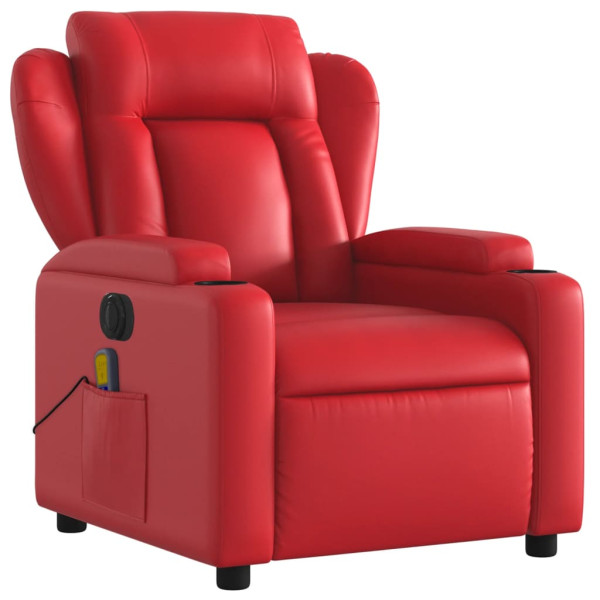 Poltrona massagens reclinável elétrica couro artif. vermelho M 3