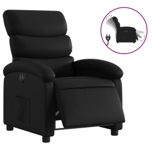 Sillón reclinable eléctrico de cuero sintético negro H