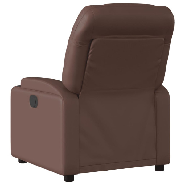 Sillón reclinable eléctrico de cuero sintético marrón M 4