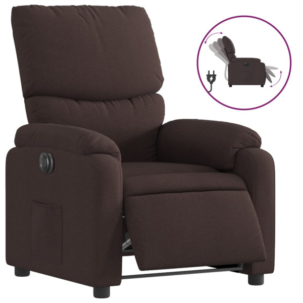 Sillón reclinable eléctrico tela marrón oscuro M 2