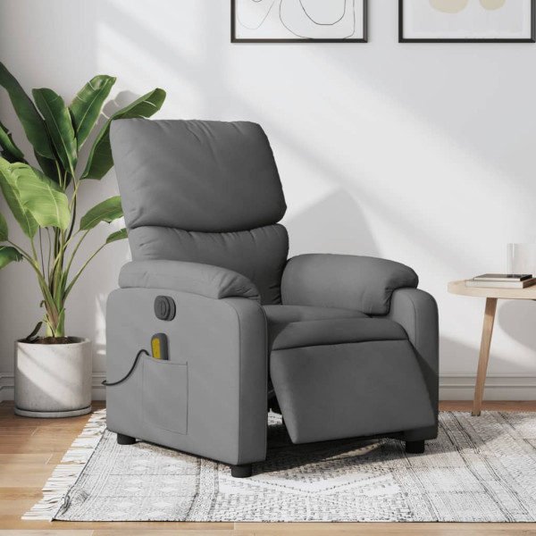 Sillón reclinable de masaje eléctrico tela gris oscuro D
