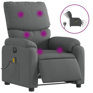 Sillón reclinable de masaje eléctrico tela gris oscuro H