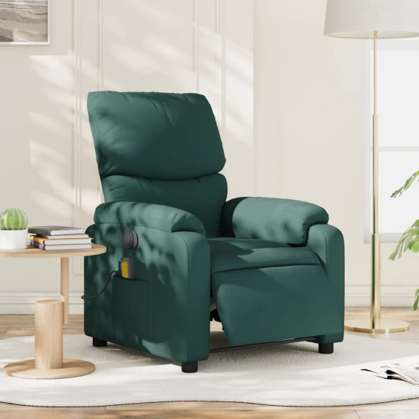 Sillón reclinable de masaje eléctrico tela verde oscuro D