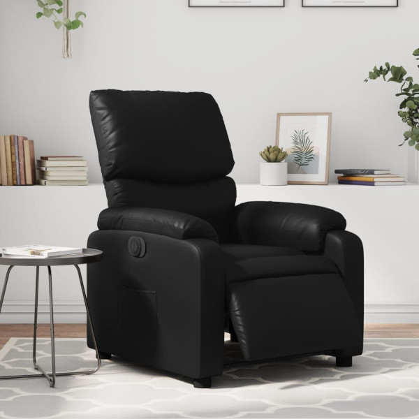 Sillón reclinable eléctrico de cuero sintético negro D