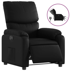 Sillón reclinable eléctrico de cuero sintético negro H