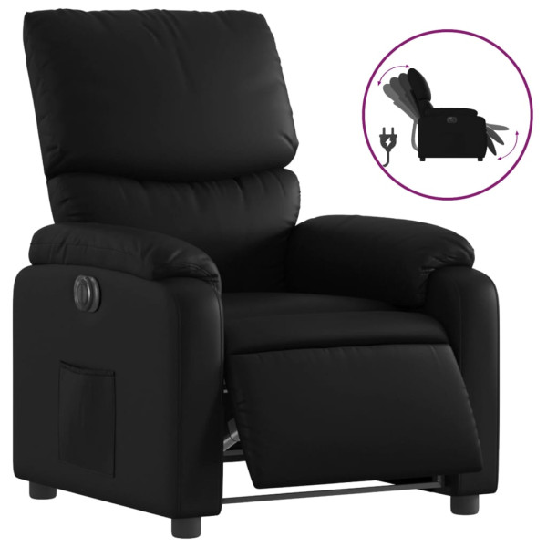 Sillón reclinable eléctrico de cuero sintético negro M 2