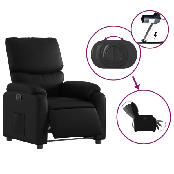 Sillón reclinable eléctrico de cuero sintético negro M 5