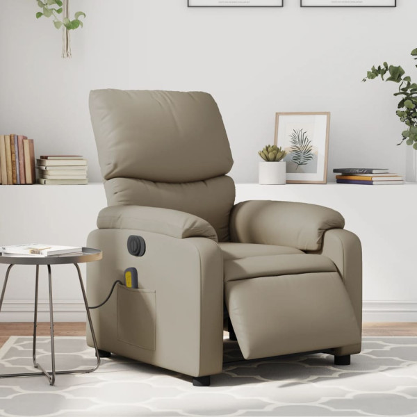 Sillón reclinable de masaje eléctrico cuero sintético capuchino D