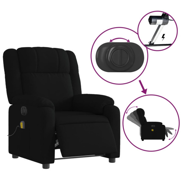 Sillón reclinable de masaje eléctrico tela negro M 5
