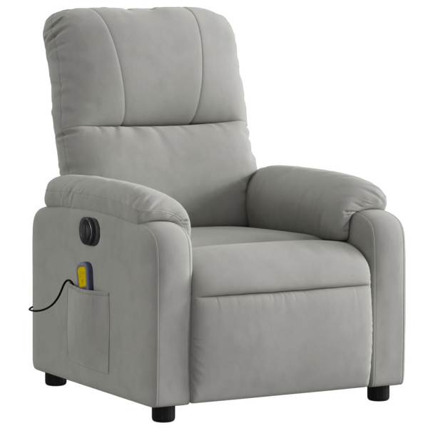Sillón reclinable masaje eléctrico tela microfibra gris claro M 3