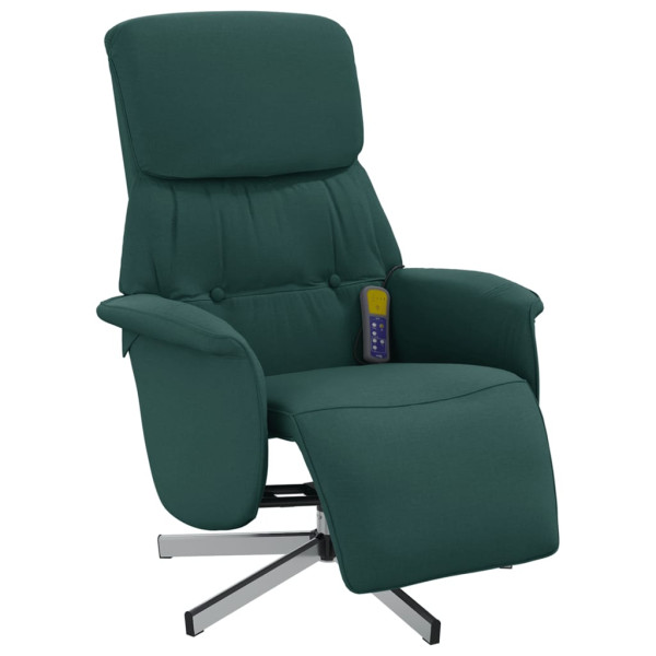 Sillón reclinable de masaje con reposapiés tela verde oscuro M 3