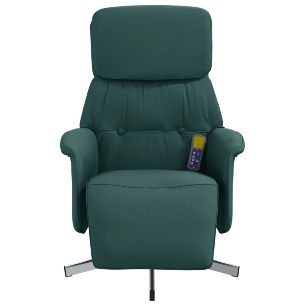 Sillón reclinable de masaje con reposapiés tela verde oscuro M 4