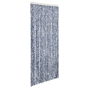 Cortina anti-insetos 90x220 cm chenille azul. branco prateado H