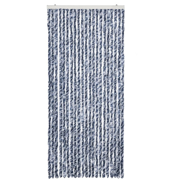 Cortina mosquitera chenilla azul blanco y plateado 90x220 cm D