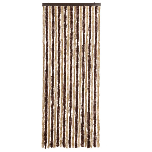 Cortina anti-insetos 56x185 cm chenille bege e castanho claro M 3