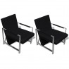 Poltronas com estrutura cromada 2 pcs couro artificial preto 2
