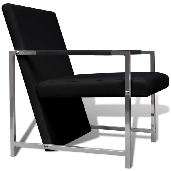 Sillones 2 unidades estructura cromada cuero sintético negro M 4