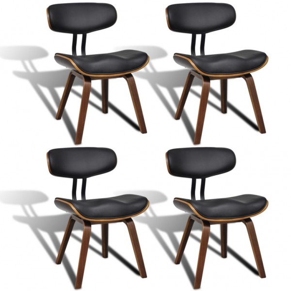Sillas de comedor 4 unidades madera curvada y cuero artificial D