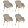 Sillas de comedor 4 unidades tela beige y madera maciza roble 1
