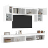 Muebles de TV de pared con LED 6 pzas madera ingeniería blanco 1