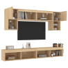 Muebles TV pared con LED 6 pzas madera ingeniería roble Sonoma 1