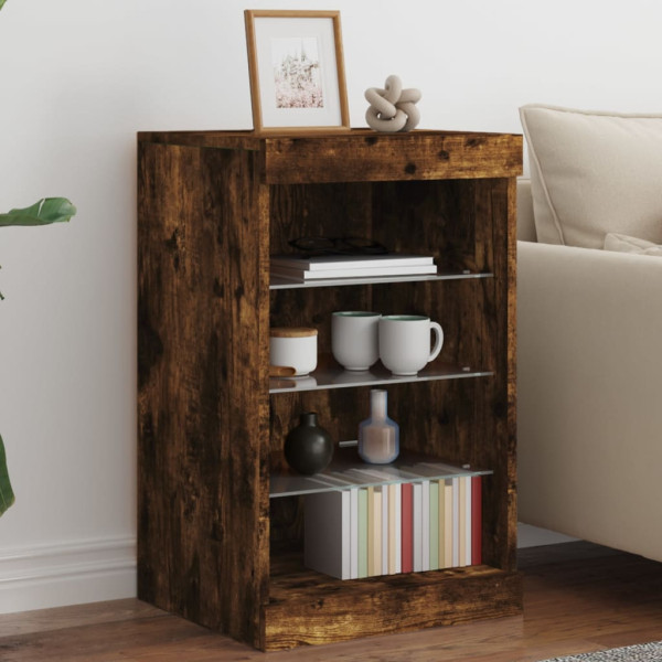 Aparador con luces LED roble ahumado 41x37x67 cm D