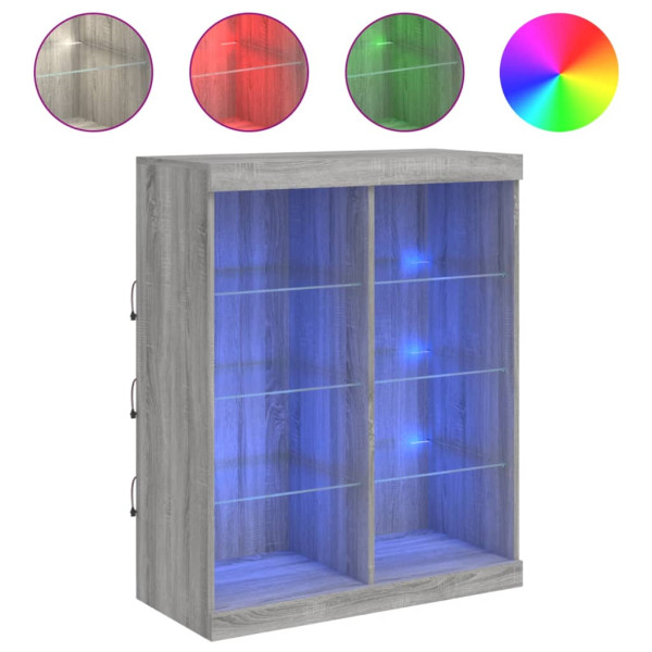 Aparador con luces LED gris Sonoma 81x37x100 cm M 2