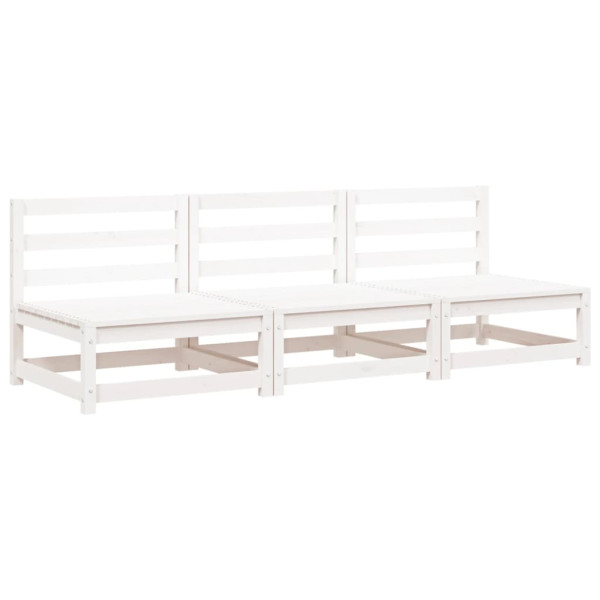 Sofás sem braços p/ jardim 3 pcs 70x70x67cm pinho maciço branco M 2
