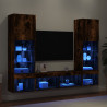 Muebles TV pared con LED 5 pzas madera ingeniería roble ahumado 4