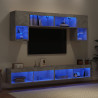 Muebles TV pared con LED 6 pzas madera ingeniería gris hormigón 4
