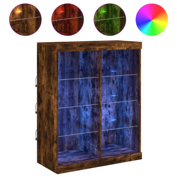 Aparador com luzes LED 81x37x100 cm carvalho fumado M 2