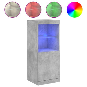 Aparador com luzes LED 41x37x100 cm cinzento cimento H