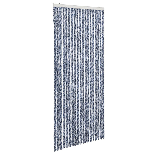Cortina mosquitera chenilla azul blanco y plateada 56x185 cm M 2