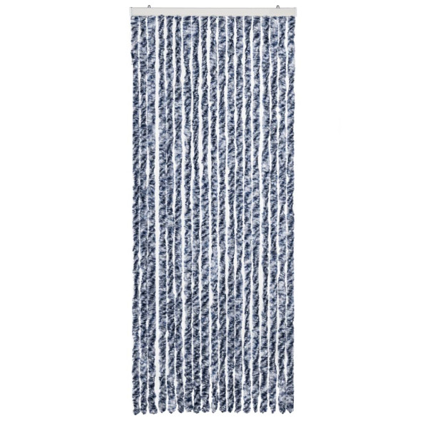 Cortina mosquitera chenilla azul blanco y plateada 56x185 cm M 3