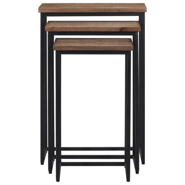 Mesas de centro apilables 3 unidades madera maciza de teca M 2