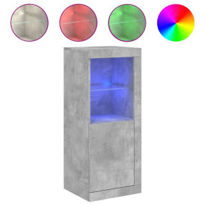Aparador com luzes LED 41x37x100 cm cinzento cimento H