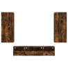 Muebles de TV de pared 5 pzas madera ingeniería roble ahumado 5