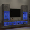 Muebles TV pared con LED 5 pzas madera ingeniería gris hormigón 4