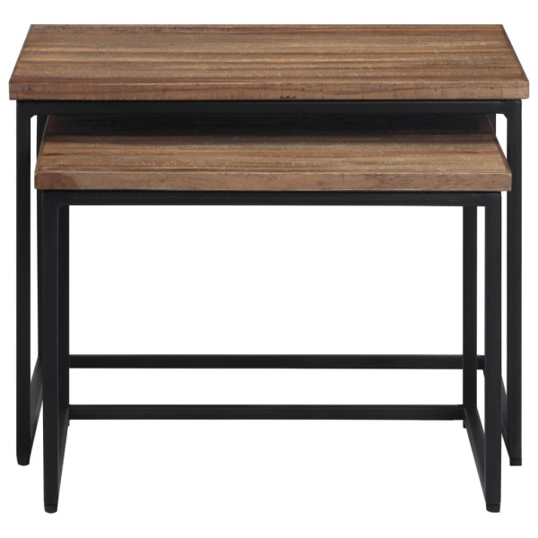 Mesas de centro apilables 2 unidades madera maciza de teca M 5