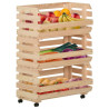Carrito para verduras madera maciza de pino 57x30x80 cm 2