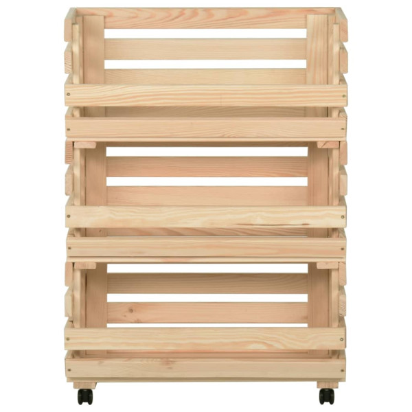 Carrito para verduras madera maciza de pino 57x30x80 cm M 3