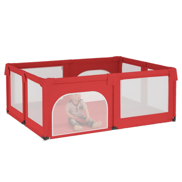 Parque para bebés con 2 puertas tela Oxford rojo M 3